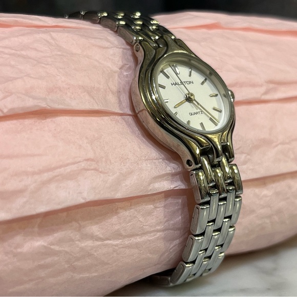 H by Halston stainless steel link watch. Works. - Picture 2 of 9